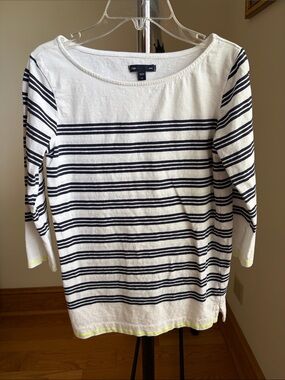 GAP White Top with Navy Stripes